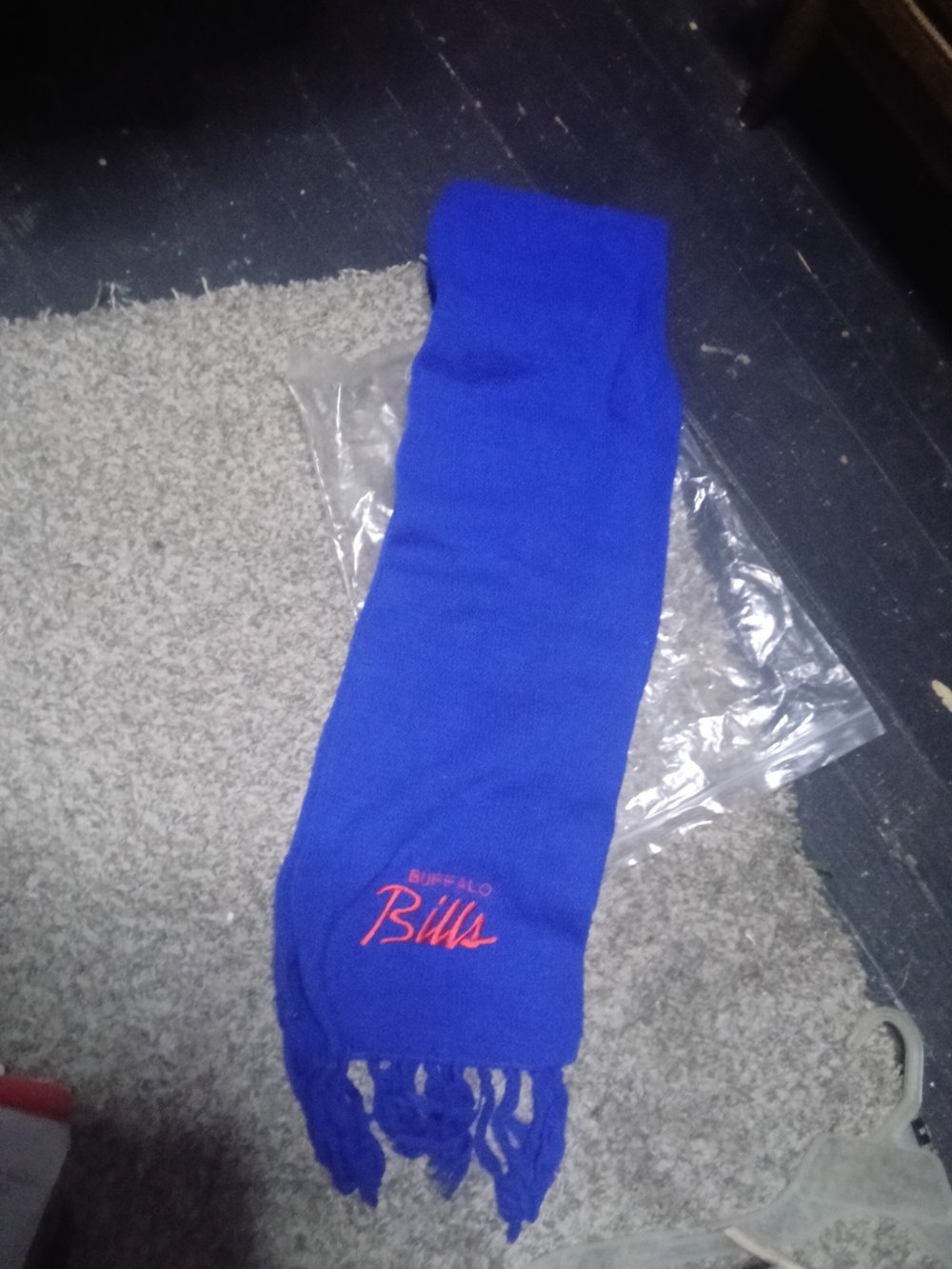 Royal Blue Scarf with Red Script Accent